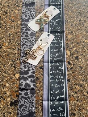 Twilly’s and Gold Cross Keychain with Multicolor Gem Accents